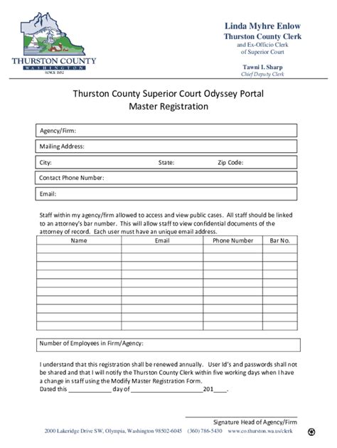 Odyssey portal thurston county - STATE REVENUE vs 1241 GRAND HOLDINGS INC. | | 24-2-00733-34 | February 20, 2024. Access court records for Thurston County Superior Court, WA. Search court cases for free, read the case summary, find docket information, download court documents, track case status, and get alerts when cases are updated.